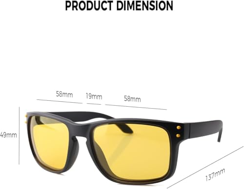 Night Driving Glasses for Men Women, Classic Square Sunglasses Anti Glare Polarized HD Night Vision Glasses4