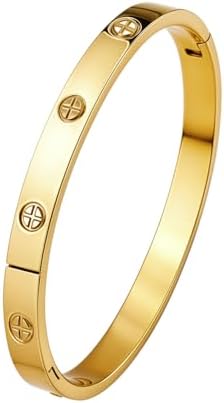 HighSpark Gold Bracelets for Women | 18K Gold Plated Stainless Steel Friendship Love Bangle Bracelet for Women | Lovely Gift