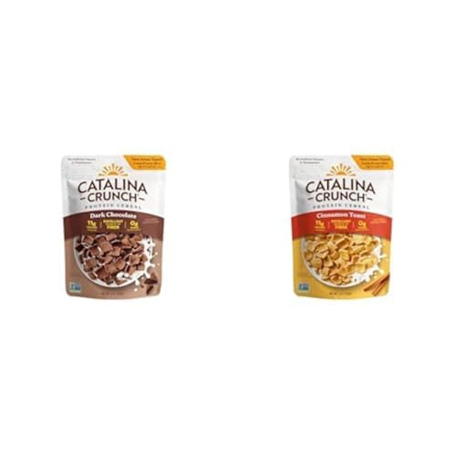 Catalina Crunch Protein Cereal - Sugar Free Breakfast Cereal with 11g of Protein - Gluten Free, Keto Friendly - Dark Chocolate & Cinnamon Toast Crunch, 9 oz. Bags (Pack of 2)