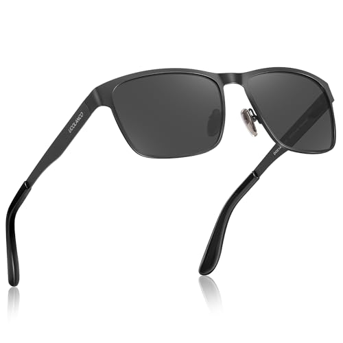 Metal Frame Sunglasses for Men Polarized UV400 with Case,Spring Flexible Hinge For Driving Fishing Hiking Golf