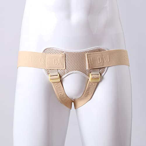 Ceinture hernie pour hernie simple ou double hernie - Pour homme et femme - Avec 2 coussinets de compression amovibles (beige) Cover
