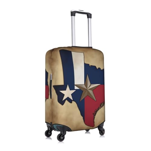 Texas State Flag Map Print Travel Elastic Suitcase Luggage Baggage Cover Protector, Washable And Anti-Scratch3