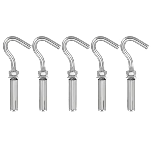 MECCANIXITY Concrete Wall Hook Expansion Hook Open Cup Screw M8x108mm 304 Stainless Steel for Indoor Outdoor Ceiling Concrete Walls Masonry, Pack of 5