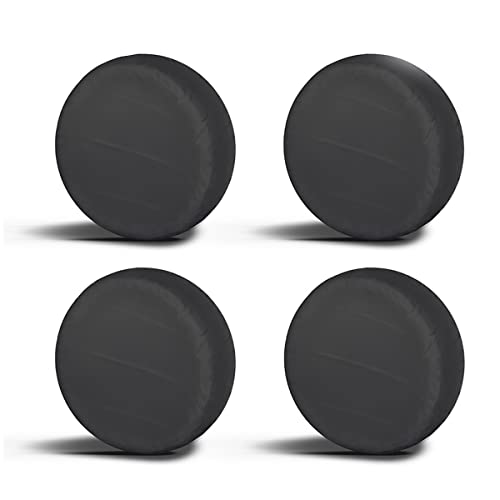 Image of RV Tire Covers 4 Pack, Waterproof 300D Oxford Wheel Protectors, UV Sun Snow Dust Protection, Universal Fit 24 inch-32 inch Diameter for Trailer Camper Truck Van (30-32 inch)