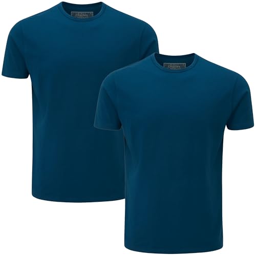 Charles Wilson Paquete 2 Camisetas Elásticas Elastano Cuello Redondo (M, Poseidon Blue (0524))