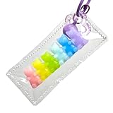Handmade Rainbow Gummy Bear Taba Squishy Bag Charm - Cute Mini Silicone Fidget Sensory Toy, Soft Sticky and Slow Rebound Stress Relief Squeeze Toy for Relaxation Gift (Gummy Bear)
