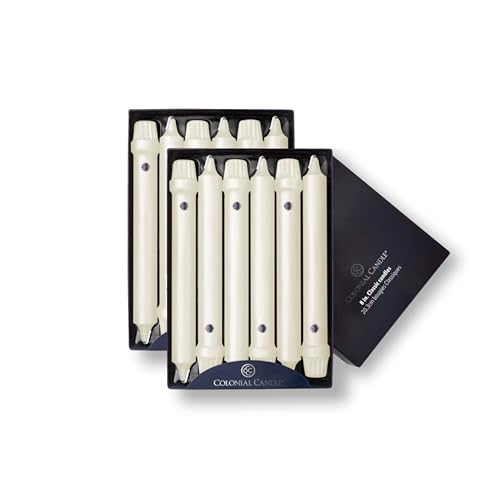 Image of Colonial Candle Unscented Taper Candle, Classic Collection, Ivory, 8 In, Pack of 12 - Up to 6 Hours Burn