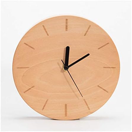 Wall Clock Silent Non Ticking Battery Operated Modern Decoration Living Room Bedroom Kitchen Personalized Round Solid Wood Beech Clocks (Color : B)