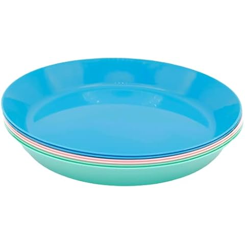 Mypicompany. Set Plastikteller Mehrweg. 6 Camping Teller Spülmaschinenfest. Plastikgeschirr Mikrowellengeeignetes. 6 Bunter Teller Plastik Cover
