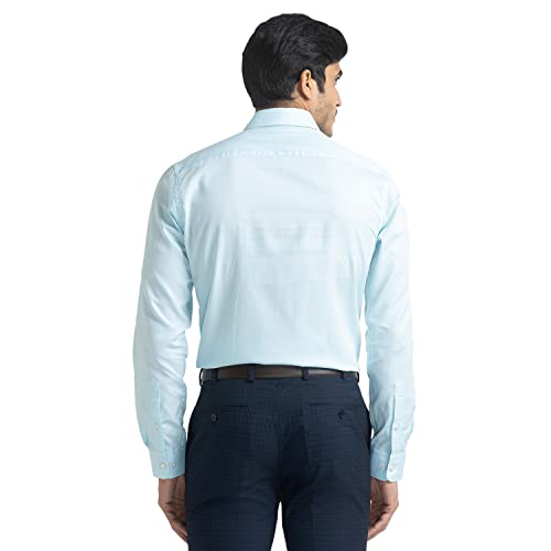 Image of Raymond Men's Pure Cotton Structure Pattern Slim Fit Semi Cutaway Collar Full Sleeve Formal Shirt