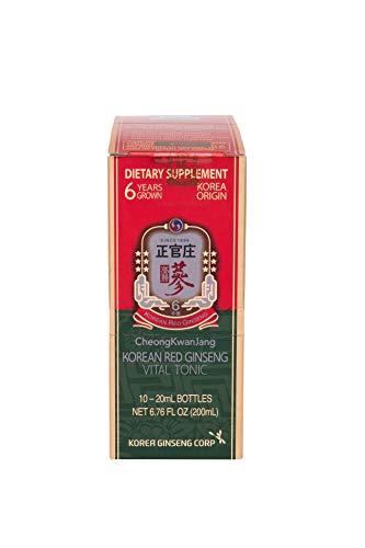 CheongKwanJang [Korean Red Ginseng Vital Tonic]Asian Panax Ginseng Tonic Stand Pack- Improve Fatigue, Wellness, Circulation, Vitality and Energy, Healthy Brain Support, Circulation-(20ml x 10 Bottles)