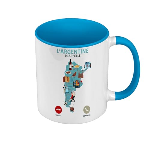 Fabulous Mug de Couleur Qualité Premium Bleu - L'Argentine M'Appelle Voyage Passion Culture - Tasse avec anse et intérieur de couleur