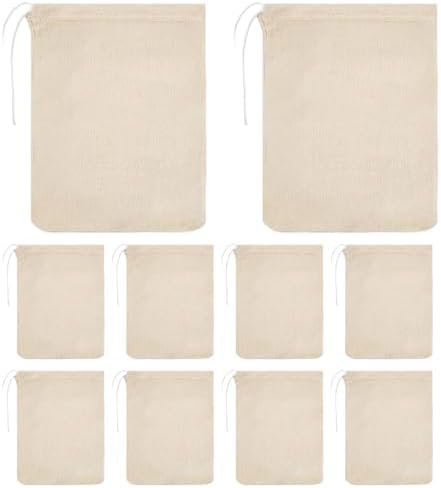 10-Pack Cotton Drawstring Pouches – Reusable Muslin Sachets for