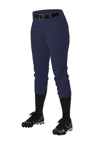 Alleson Athletic Girls Belt Loop Fastpitch Pant, Navy, Medium