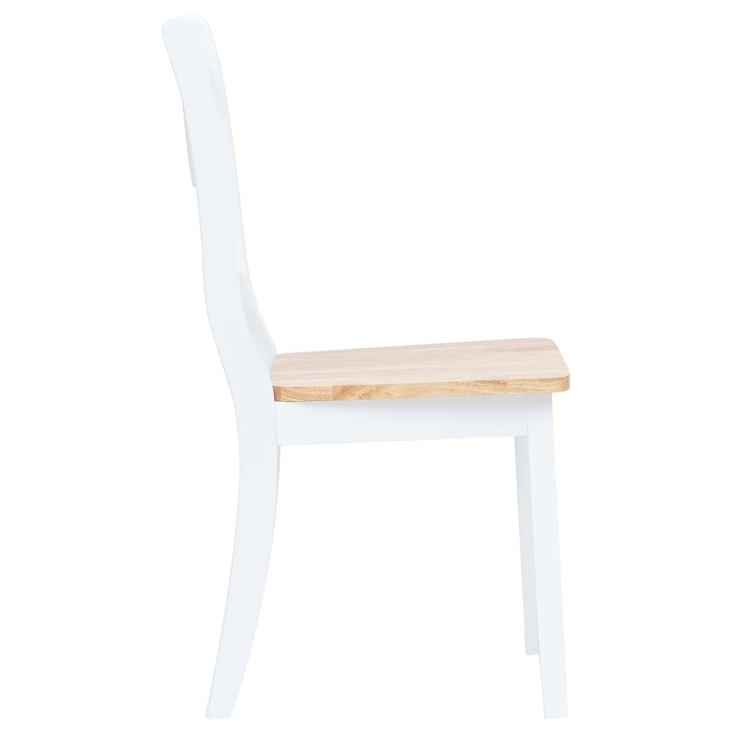5-częściowy zestaw do jadalni z litego drewna gumowego, biało-brązowy, z blatem z płyty MDF 106 x 75 cm, 4 krzesła 45,5 x 52 x 90 cm, wysokość siedziska 45 cm, zestaw do jadalni, nie zajmuje