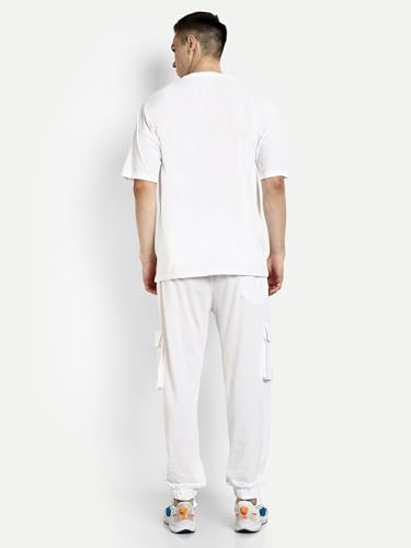 Image of Kraasa Summer Cotton Co-ord Set, Tshirt and Pant Set, Regular Fit Plus Sizes Tracksuit for Men's
