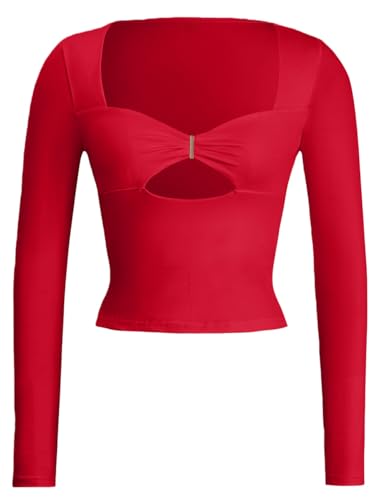 Image of FAIMILORY Women's Trendy Holiday Long Sleeve Sweetheart Neck Going Out Crop Tops Cute y2k T Shirts Slim Fitted Corset