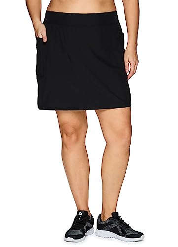 RBX Active Women's Plus Size Stretch Woven Athletic Skort with Attached Bike Short and Pockets