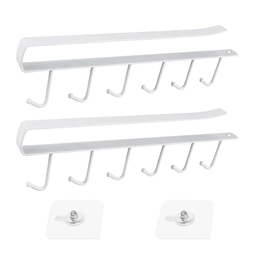 Juego de 2 soportes para tazas, soporte para tazas, vasos, copas de vino, color blanco
