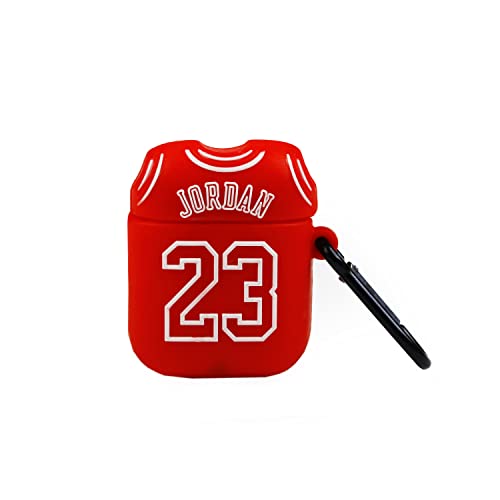 Ipods Inalambricos WONDEE Funda 23 Baloncesto de Silicona Compatible con Auriculares AirPods 1 & 2 Admite Carga inalámbrica, roja