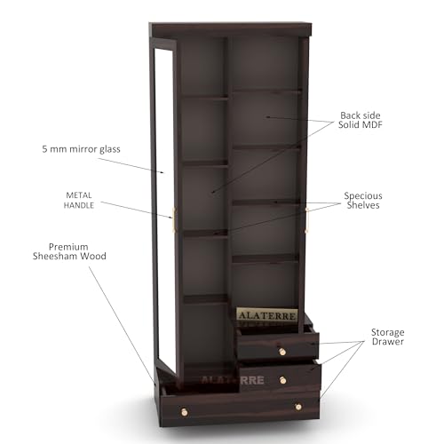 Image of Sheesham Wood Dressing Table with Double Door | Wooden Dressing Table | Sheesham Wood | Bedroom Furniture (Walnut)