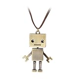 Jane Stone Vintage Lovely Robot Pendant Long Leather Chain Statement Necklace Unisex Personalized Unique Jewelry Gift(Fn1803)