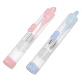 Beavorty Mini Cepillo de Dientes de Viaje Plegable de Cerdas Suaves con Estuche y Recipiente para Pasta, 2 Unidades (azul y Rosa), Portátil E Higiénico para Camping, Hotel y Uso Diario