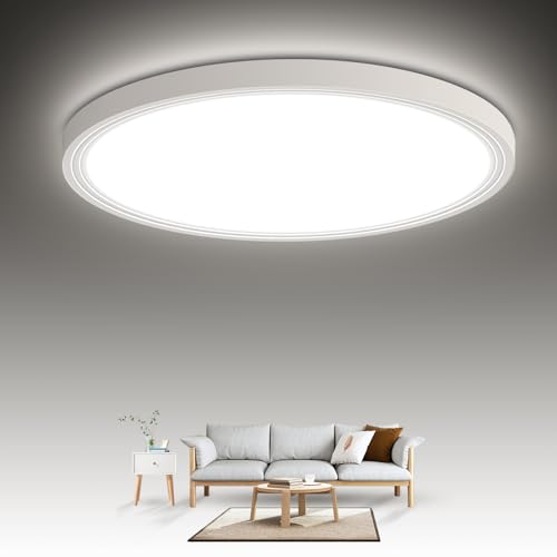 Letlit LED Deckenleuchte Flach Rund, 18W 1800LM Badlampe Deckenlampe Panel, IP44 4000K Modern Badezimmer Lampe Decke, LED Küchenlampe für Schlafzimmer, Flur, Küche, Balkon, Abstellraum, Keller, Ø23cm