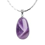 iSTONE 925 Sterling Silver Purple Amethyst Ladies Pendant Necklace, Gemstone Birthstone with 18' Silver Chain
