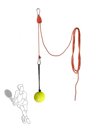 Teknigoo Tennis Swing Trainer with Pulley - Improve Swing & Develop Muscle Memory | Height Adjustable Practice Aid for Home/Court | Training Tools with 13ft Rope for All Ages,Indoor/Outdoor Use