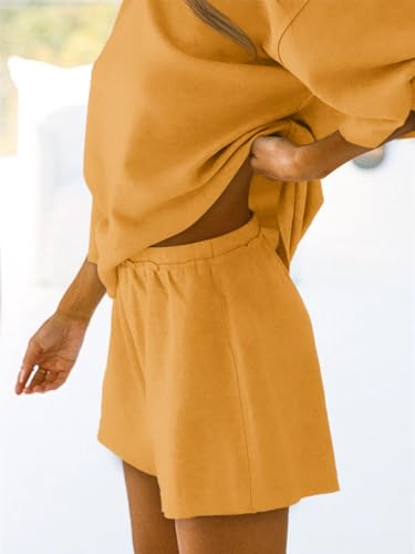 Image of Tankaneo Womens Pajama Sets 3 /4 Sleeve Oversized Tops & Loose Fit Shorts Lounge Set with Pockets Loungewear