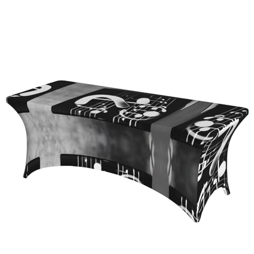 Nappe élasthanne 1,8m musique EdWal housse de table extensible rectangulaire pour réception fête