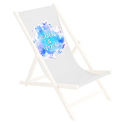 Ferocity Toile de Rechange, Tissu De Remplacement De Fauteuil de Plage, Chaise Longue Pliante en Bois Motif Sun & Fun [119]