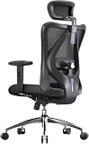 SIHOO Silla de Oficina ergonómica, Silla de Escritorio giratoria de Respaldo Alto con reposacabezas Ajustable y Soporte Lumbar, Silla ejecutiva cómoda para computadora, Color Negro
