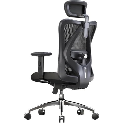 SIHOO Sedia da ufficio ergonomica, sedia girevole con schienale alto, poggiatesta e supporto lombare regolabili, sedia