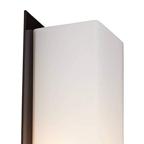 Image of Possini Euro Design Midtown Modern Wall Light Bronze Metal Hardwired 23 1 /2 inch 2-Light Fixture White Glass Shade for Bedroom Bedside Bathroom Vanity Living Room Hallway Dining House Home Kitchen