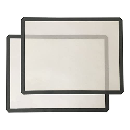 Alfombrillas para Hornear Resistentes al Calor, 2Pcs Tapete de Silicona para Hornear, Lámina de Horno, Reutilizable Antiadherente Lavable, para Pastelería, Galleta, Pizza, Pan (41 x 28 cm)