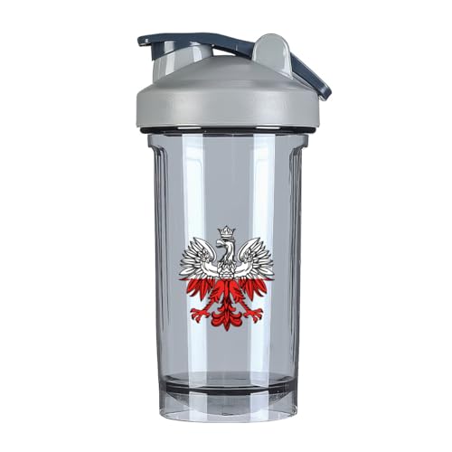 Eagle Poland Poles Flag 18 Ounce Shaker Bottle Drink Mixer Leak-proof Pre Workout Protein Shakes Meal Replacement Shakes Bottles 500ML/18 Oz Gray