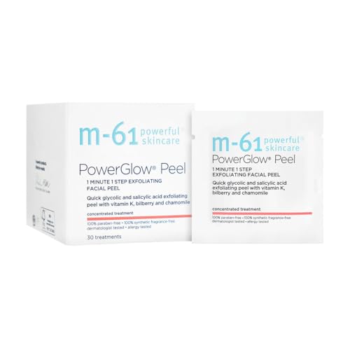 m-61 PowerGlow Peel | Exfoliating Facial Peel With Glycolic, Salicylic Acid. 1 Minute, 1 Step - 30 Treatments
