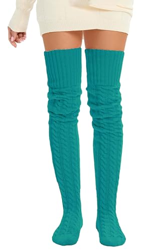 Image of Women's Thigh High Knitted Winter Boot Socks Vintage Extra Long Leg Warmer Over Knee High Stockings