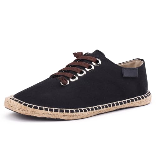 M&Catree Alpargatas para Hombres en Canvas Espadrillas Antideslizante Slip-on Alpargata Mocasines Planos - Negro, CN 41 (EU 40)
