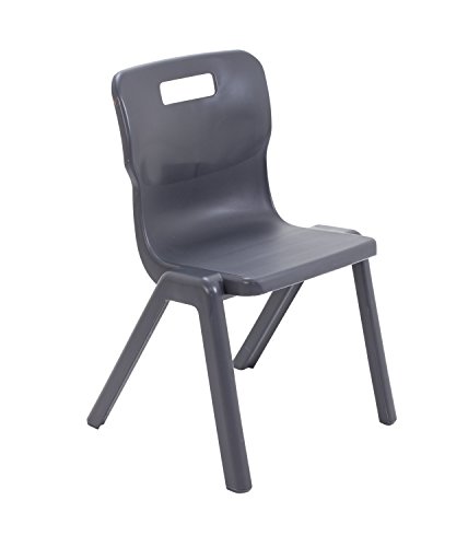 Titan One Piece Classroom Chair, Plastic, Charcoal, Size 4 for Ages 8-9 Years
