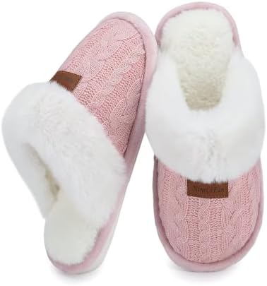 NineCiFun Women's Comfy Scuff Slippers Faux Fur House Slippers Fu...