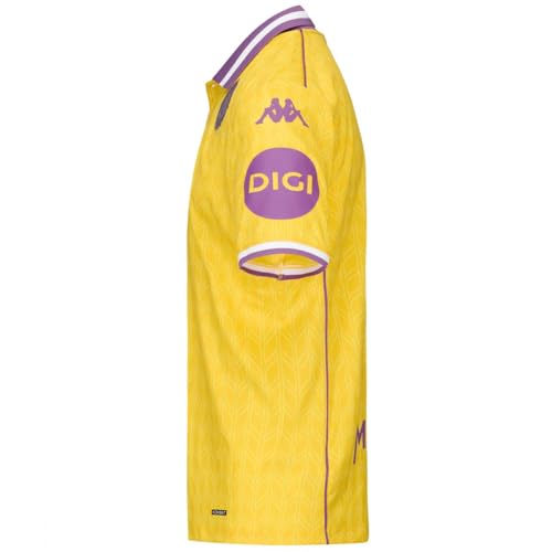 Kappa Camiseta Oficial Real Valladolid 2025/2026 Yellow/Violet/White SPONSOR2 | Tecnología Hydro-Way Protection, Tejidos Reciclados y Logotipos Termofusionados | 8Y