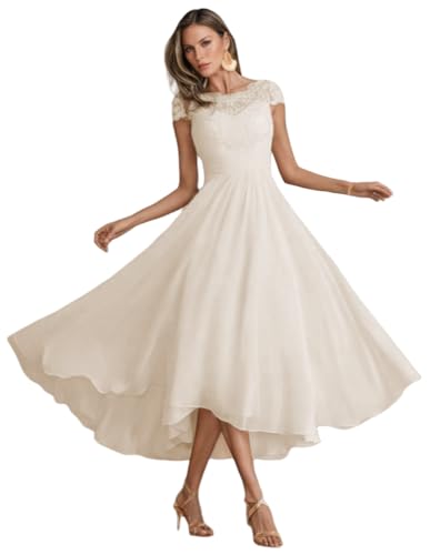 Lace Short Wedding Dresses for Bride 2025 V Neck Sleeveless Tulle Knee Length Boho Bridal Gowns WE001