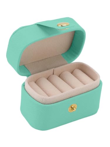 Image of Cortina Pu Leather Small Jewelry Box, Travel Portable Jewelry Case For Ring, Pendant, Earring, Necklace, Bracelet Organizer Storage Holder Boxes - Green