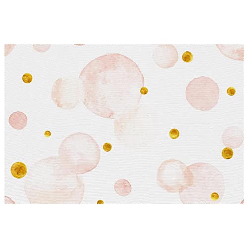 Sets de table tissu Oxford lavables motif géométrique rose et or isolant thermique de table