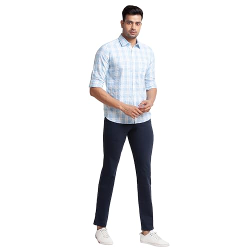 Image of Parx Men's Cotton Blend Solid Pattern Low Rise Tapered Fit Flat Front Casual Trouser