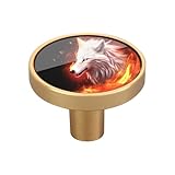 Qilmy 4 Pack Wolf 1-1/4 inch Cabinet Knobs for Drawers, Acrylic & Zinc Alloy Round Drawer Pulls with Screws, Decorative Furniture Knobs for Dresser, Kitchen Home Decor