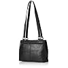 Piel Leather Double Compartment Shoulder Bag, Black, One Size